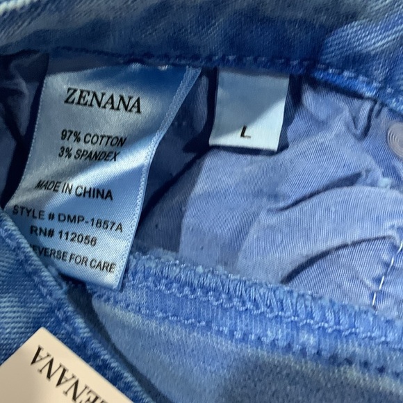 ZENANA Posey High Waist Destroyed Acid Wash Pants in Ocean Blue - Picture 10 of 10